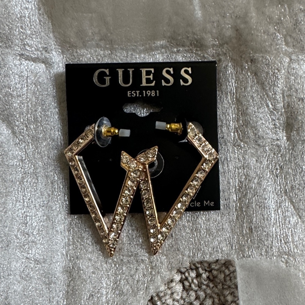 GUESS Gold-Tone Crystal V Earrings